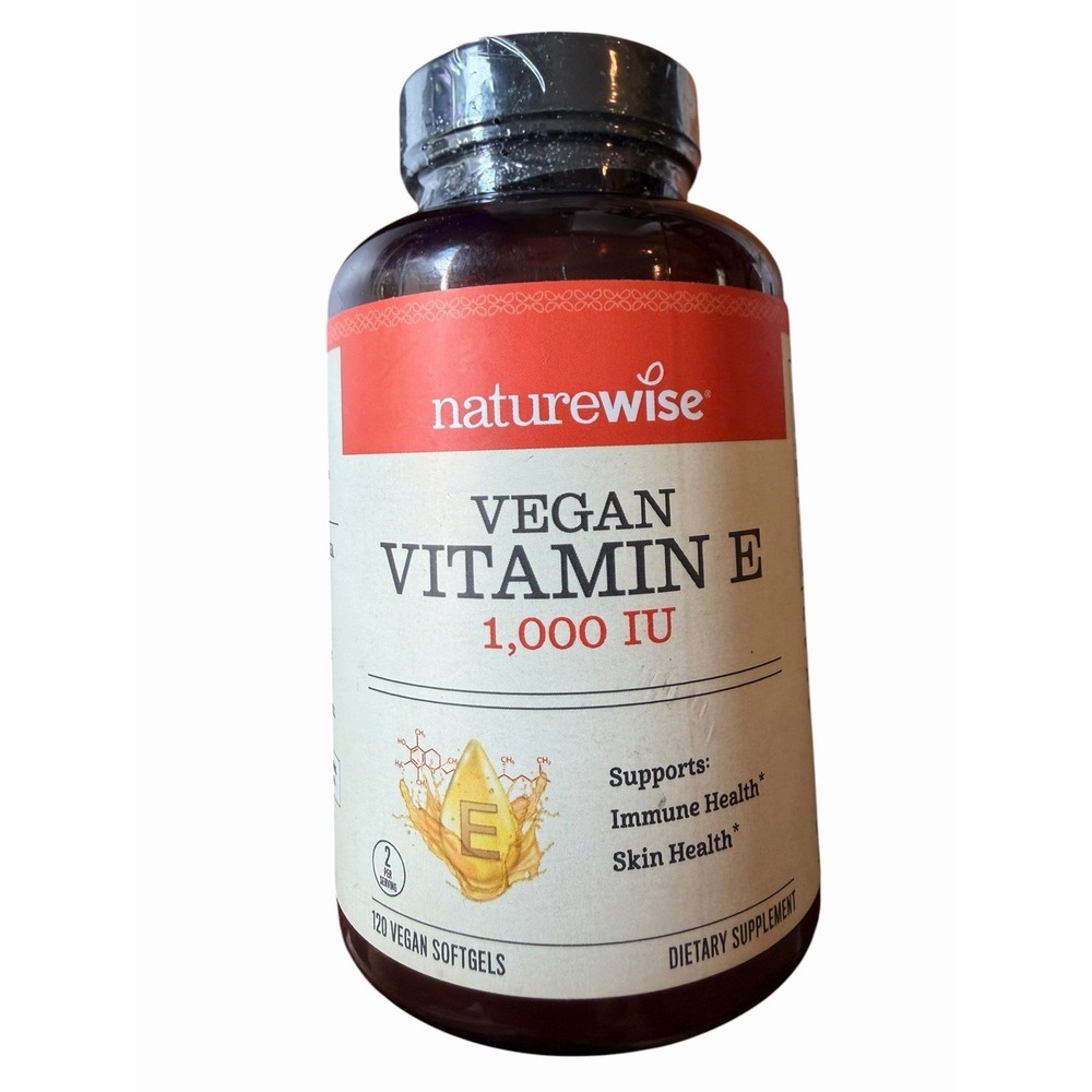 NatureWise Vitamin E 1000 IU Softgels Vegan Gluten-Free 120 Count Skin Heart NEW